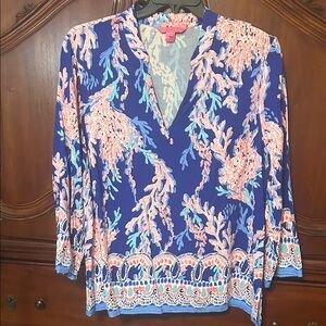 Lilly Pulitzer Coral Reef Print Top - Pink, Blue & Royal Blue